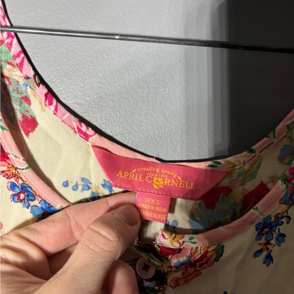 April Cornell Floral Knee Length Tie Back Dress Size XXS - Picture 3 of 5